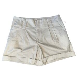Michael Kors Women Beige Pleated Cuffed Shorts Size 4